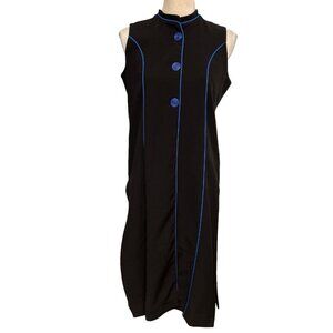 The Alley S Black Cardigan Vest Blue Buttons Trim Sleeveless  Made in Canada